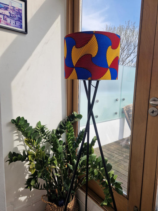 African Print Lampshade 15-45cm - Red Blue Swirl