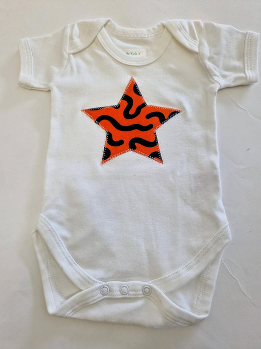 African Print Star Bodysuit, Baby Vest, 0-18 months - Orange