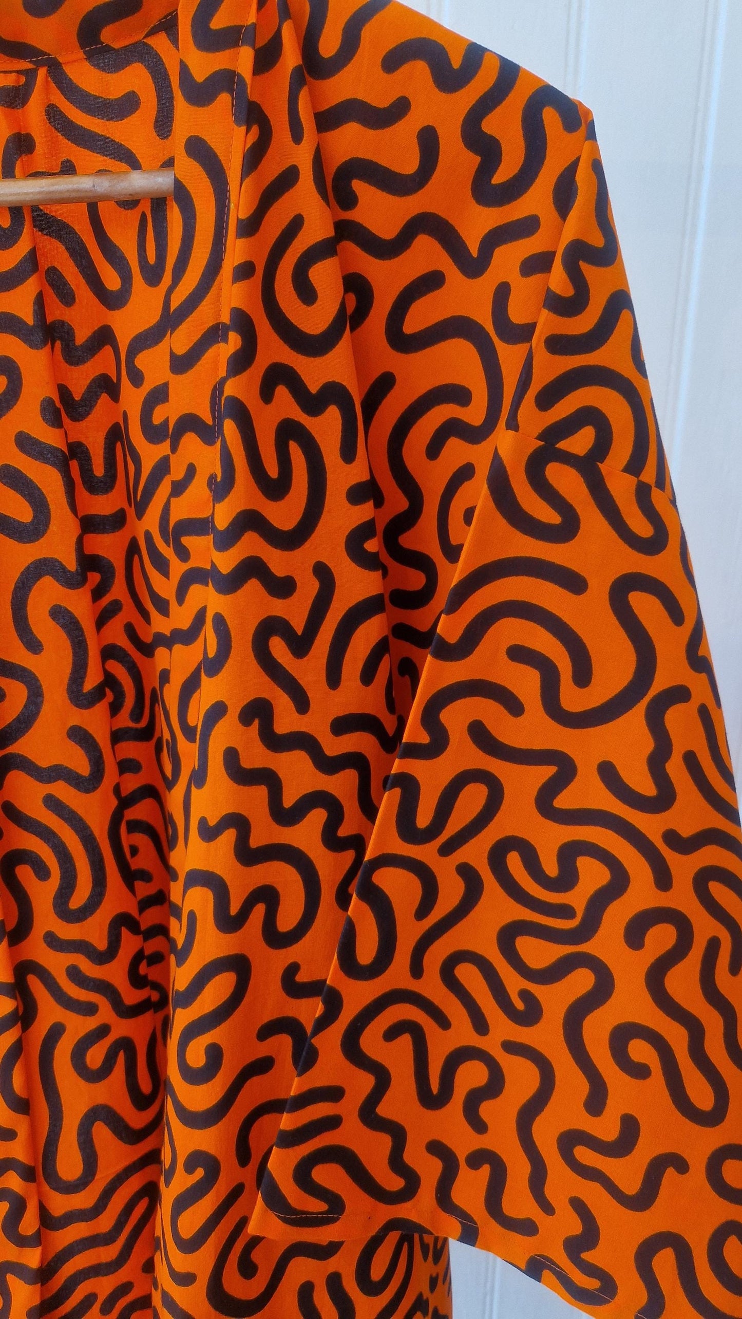 African Print Kimono Style Jacket - one size - Orange