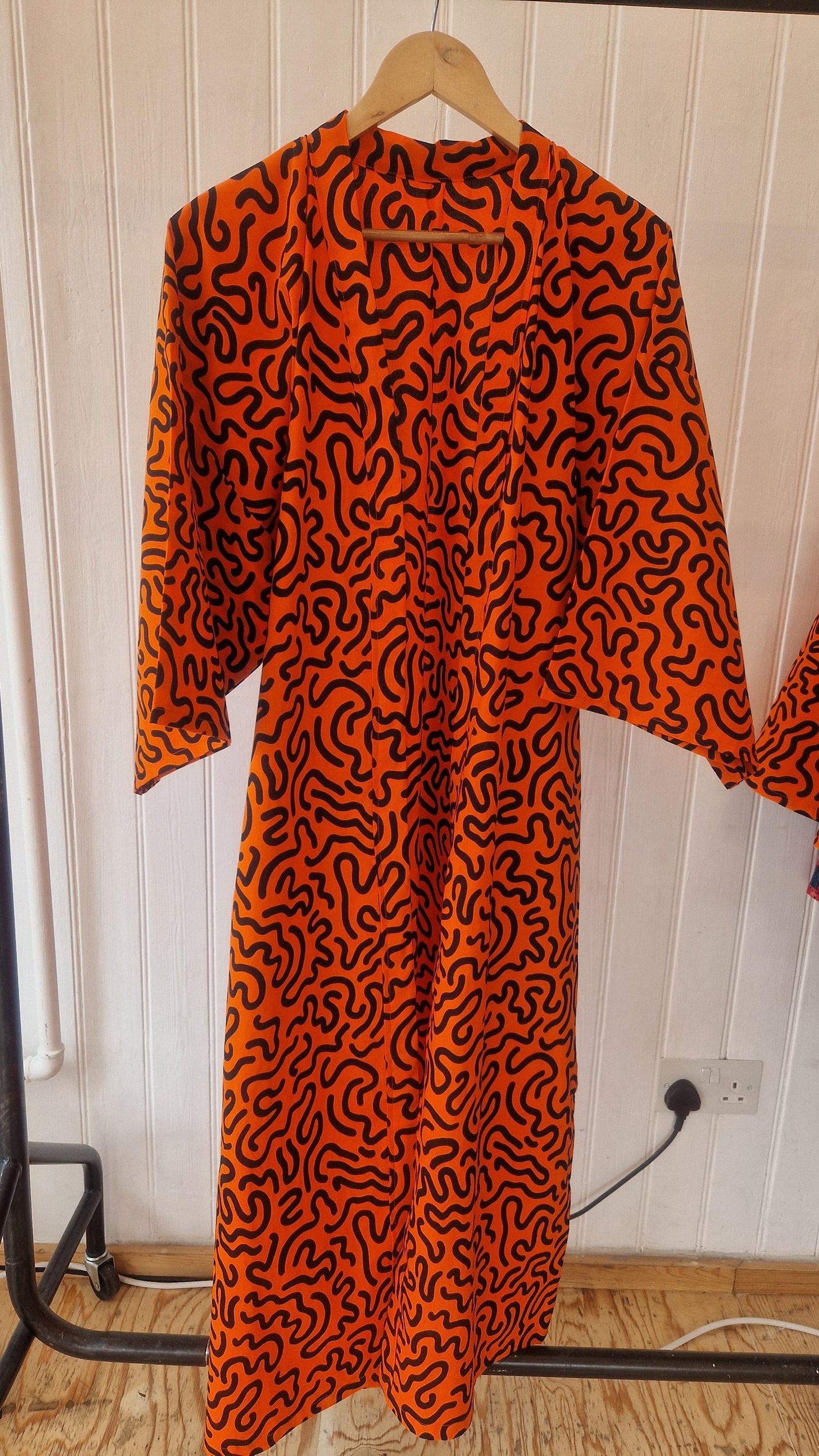 African Print Kimono Style Jacket - one size - Orange