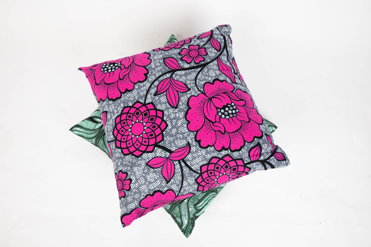 African Print Cushion Cover - Grey Pink