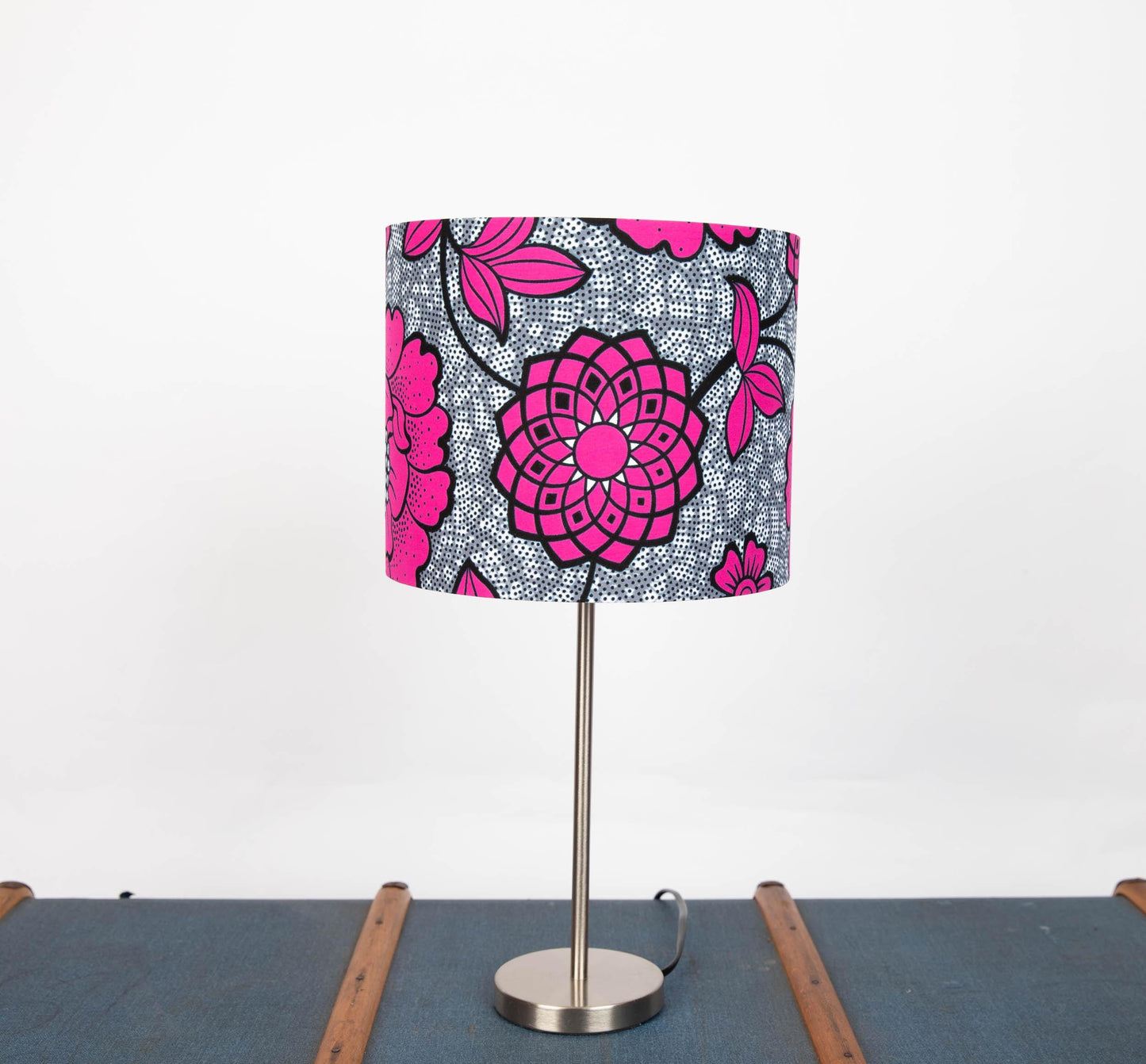 African Print Lampshade 15-45cm - Pink Grey