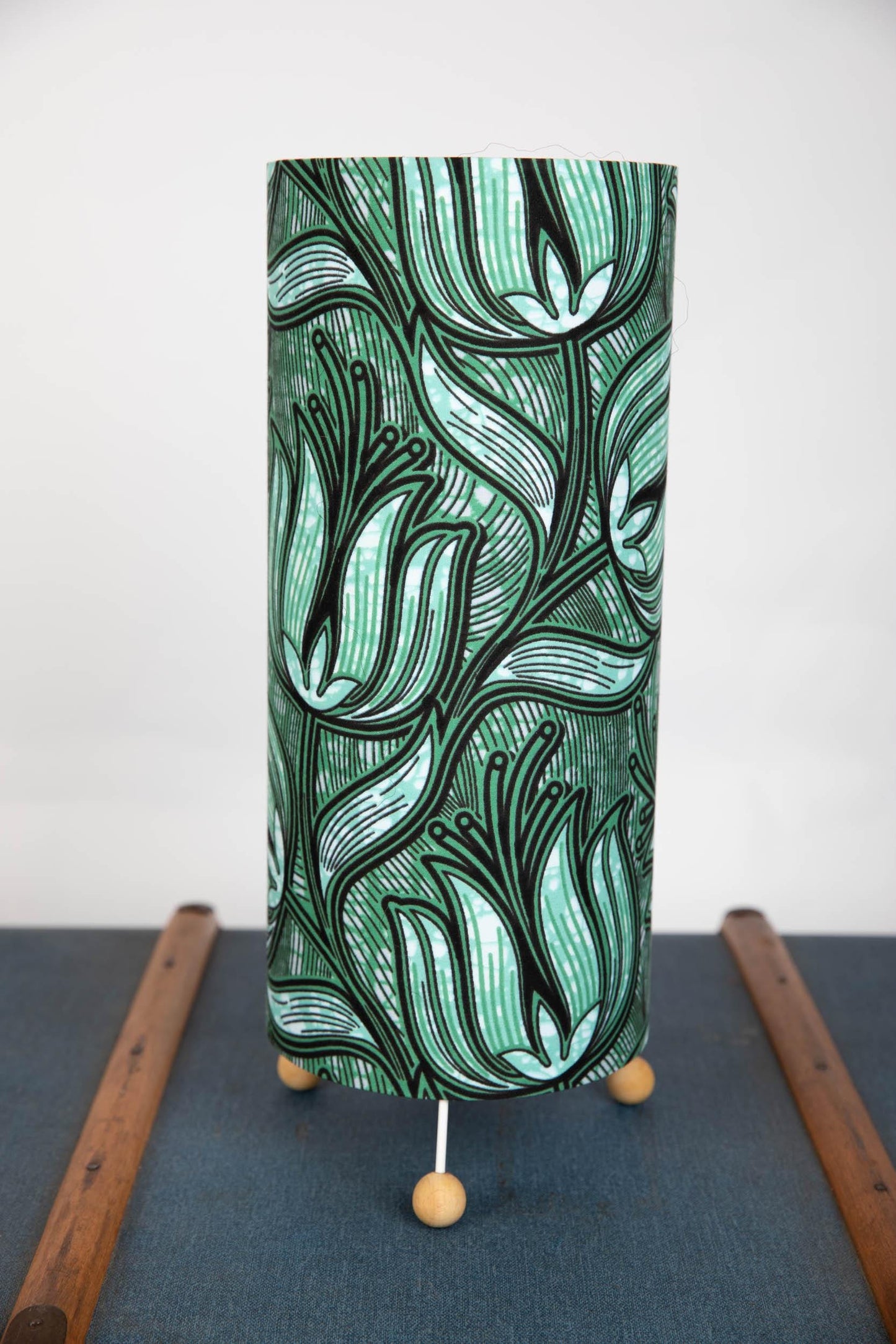 Handmade African Print Table or Floor Lamp - Green