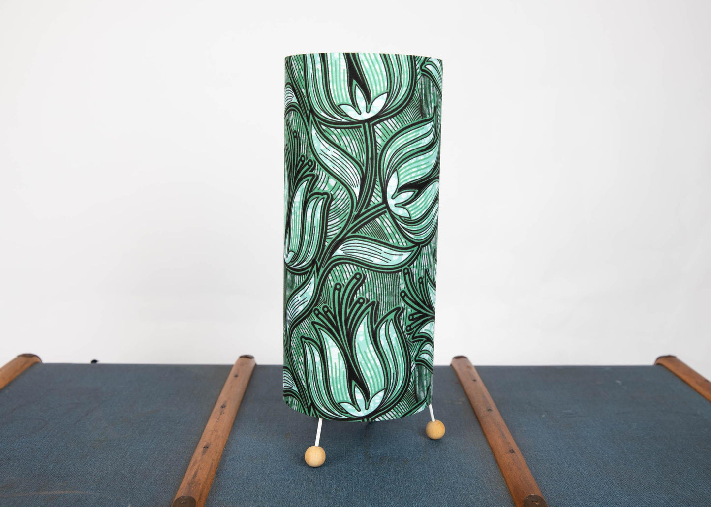 Handmade African Print Table or Floor Lamp - Green
