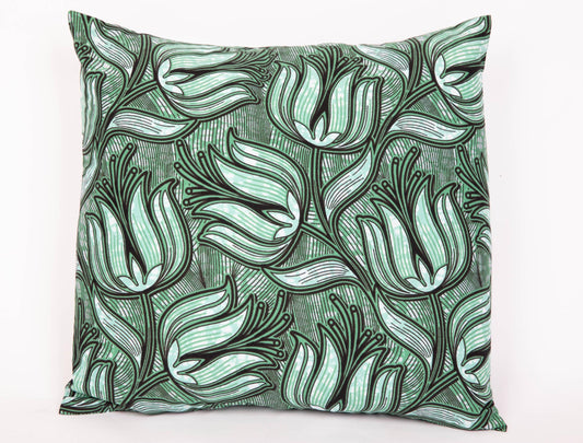 African Print Cushion Cover - Green