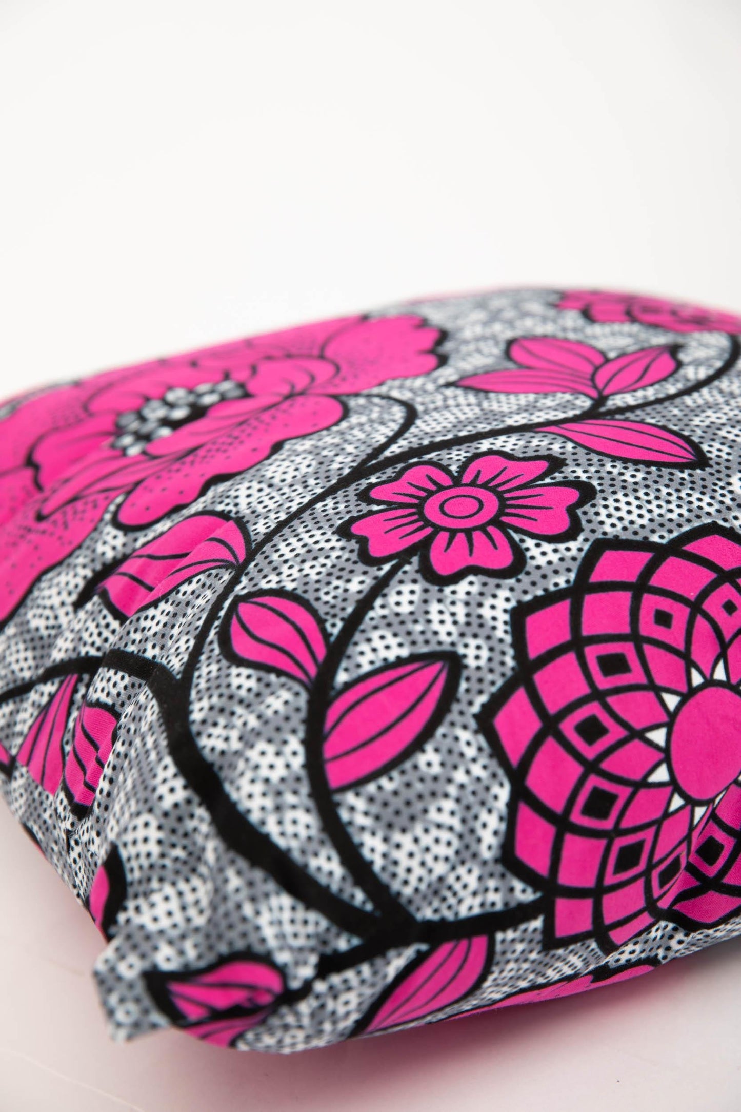 African Print Cushion Cover - Grey Pink