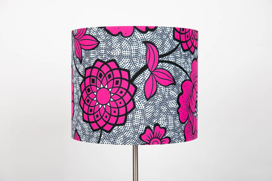 African Print Lampshade 15-45cm - Pink Grey