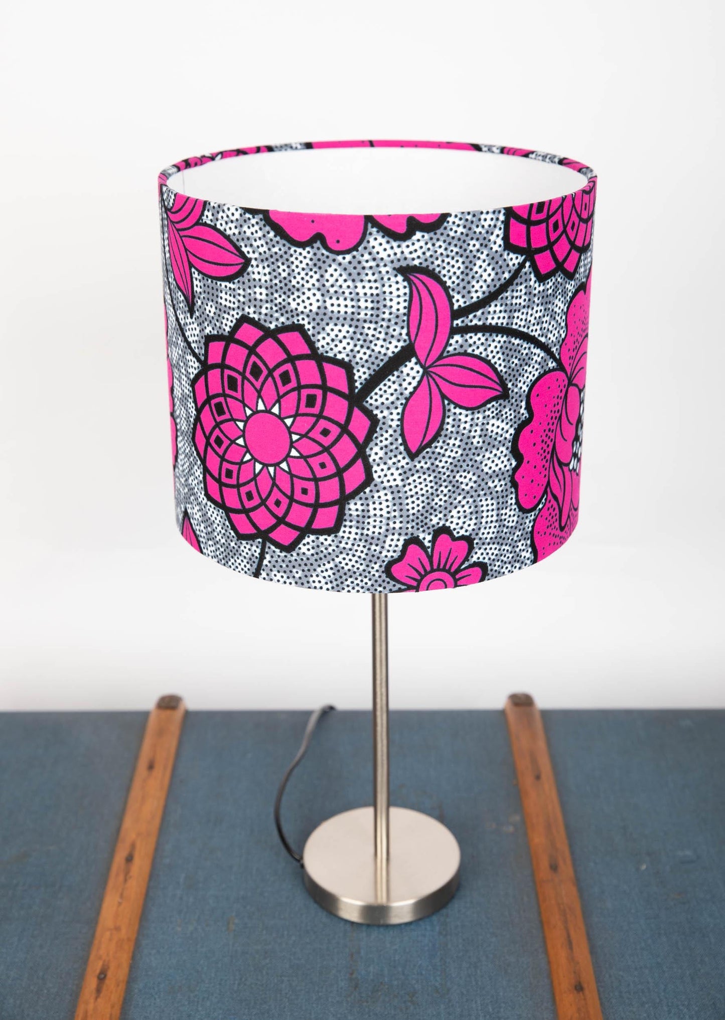 African Print Lampshade 15-45cm - Pink Grey