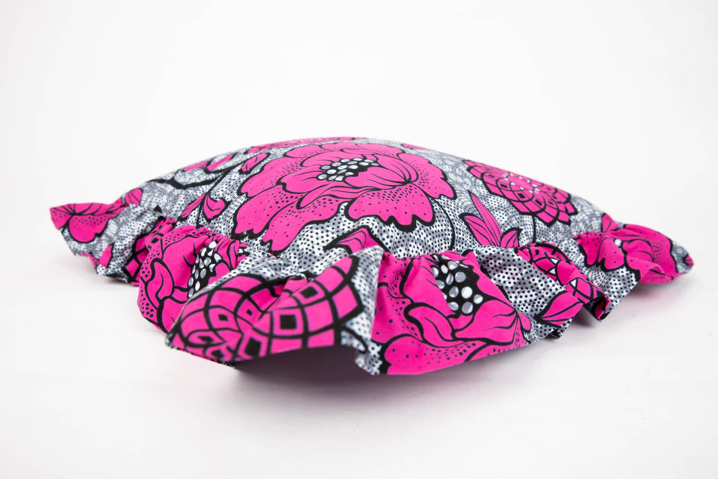 Square Statement Ruffle Cushion - Pink Grey