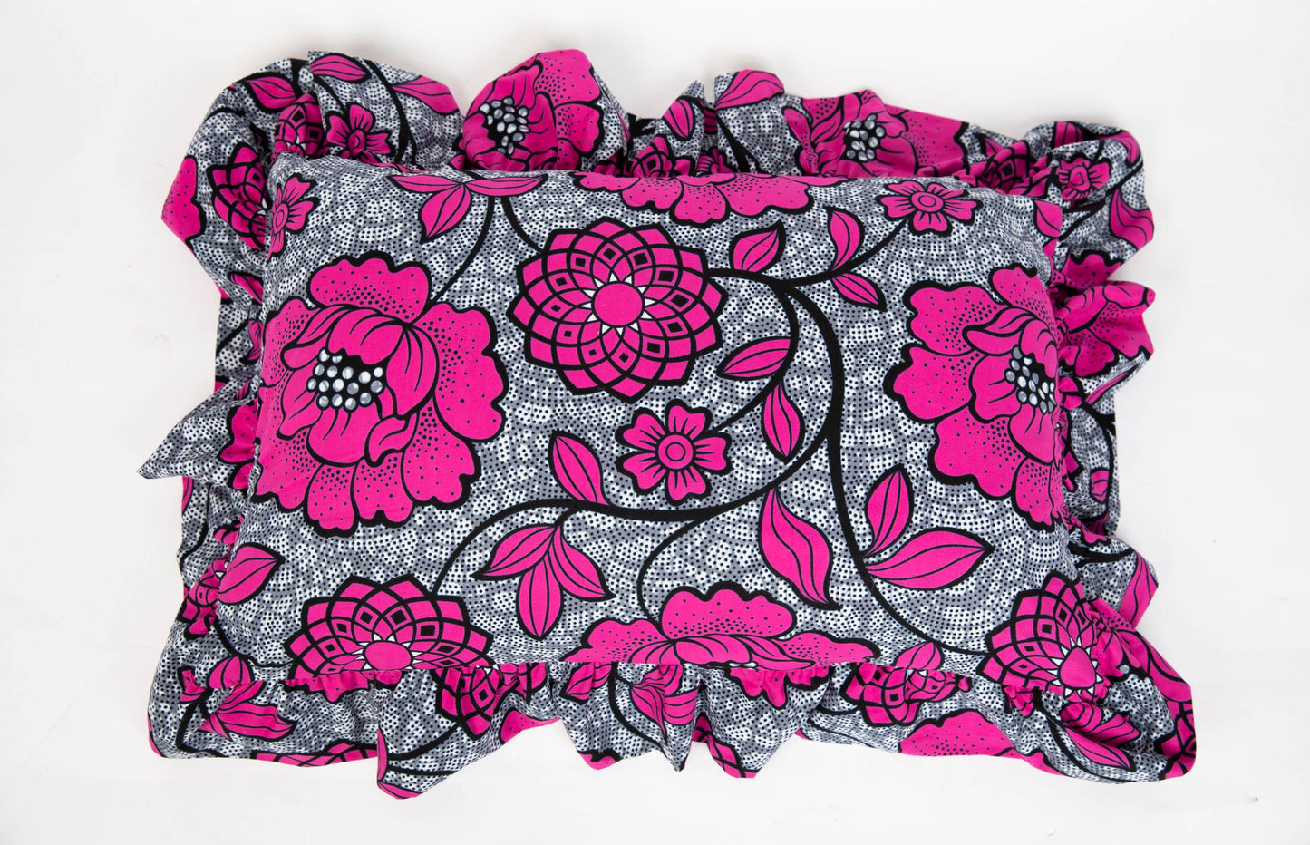 Statement Rectangle Ruffle Cushion - Pink Grey
