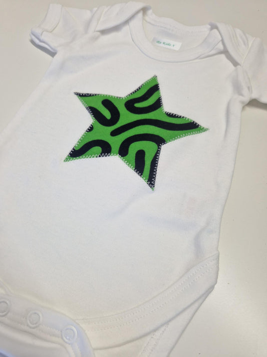 African Print Baby Gift Set, Vest and Hat - Green