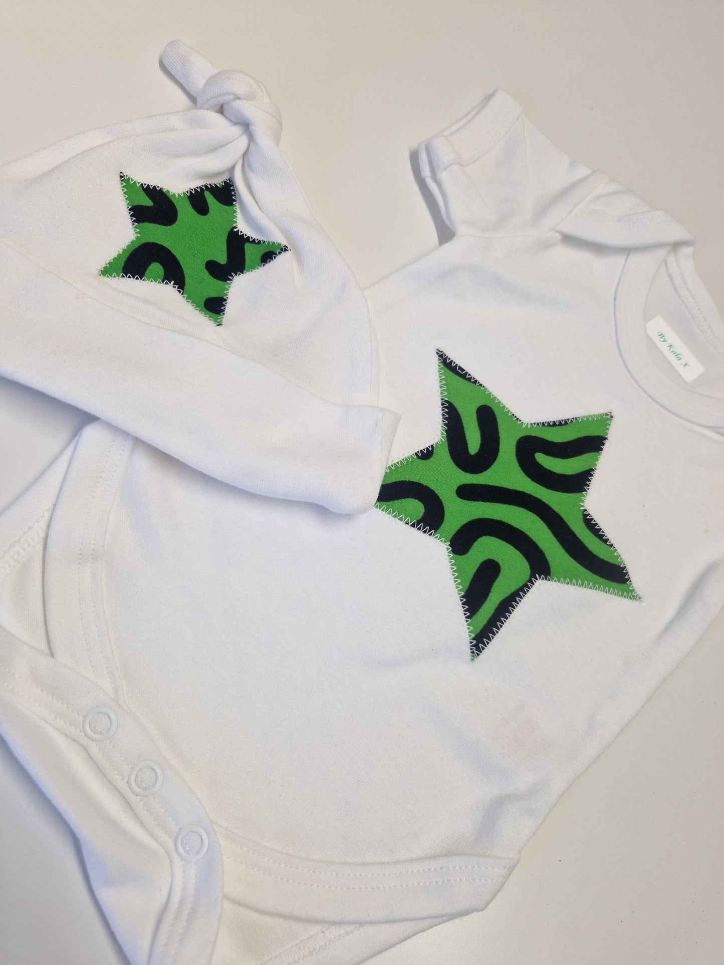 African Print Baby Gift Set, Vest and Hat - Green