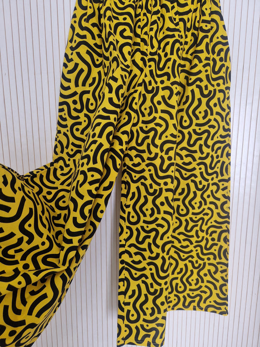 African Print Palazzo Style Trousers - Lemonade