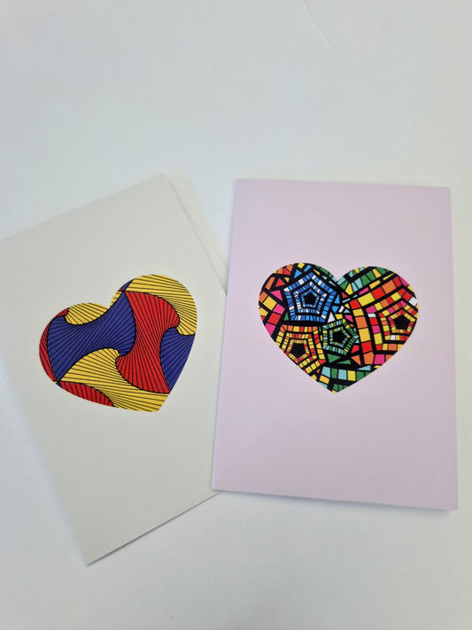 African print greeting card - Heart