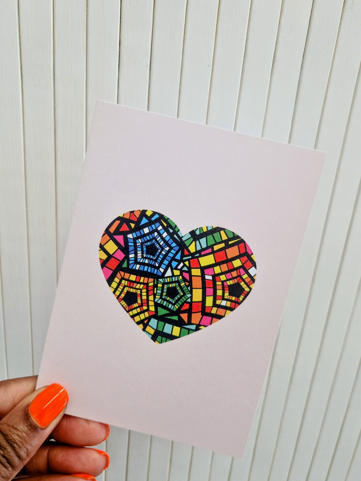 African Print Design Greeting Card - Heart