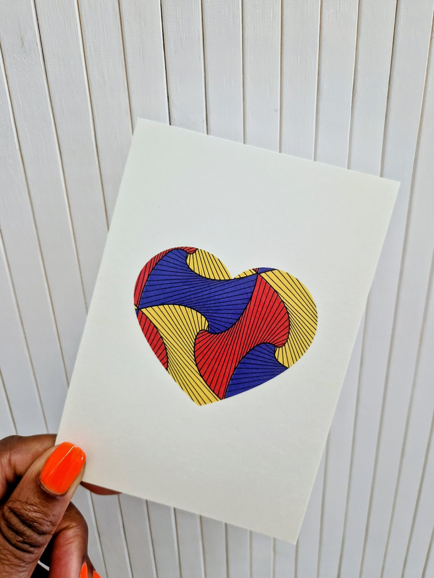 African Print Design Greeting Card - Heart