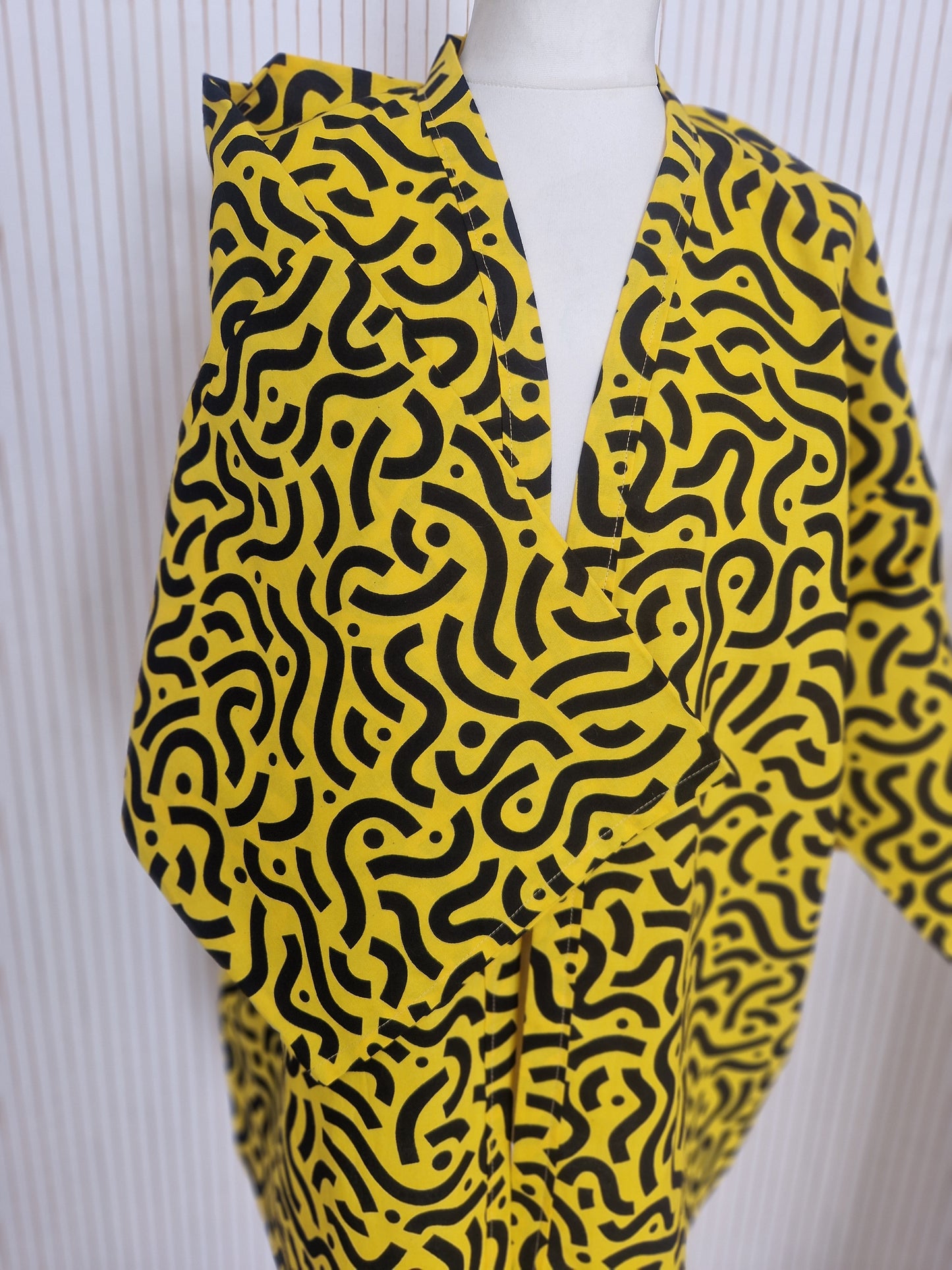 Short African Print Kimono Style Jacket - Lemonade
