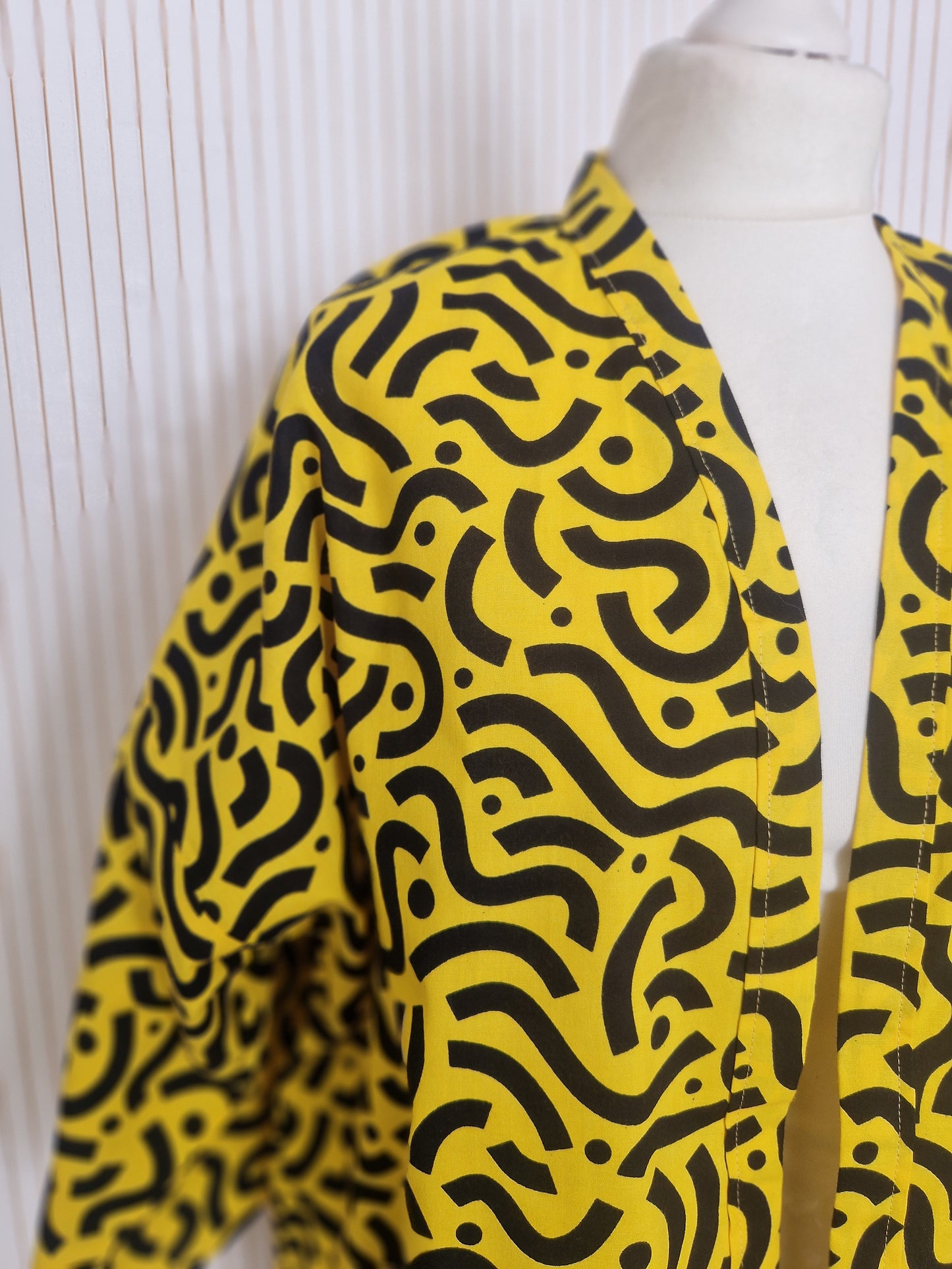 Short African Print Kimono Style Jacket - Lemonade