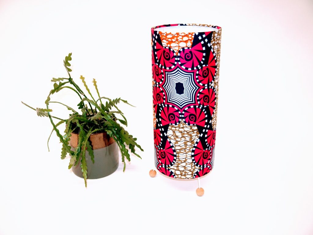 vibrant pink african print table lamp