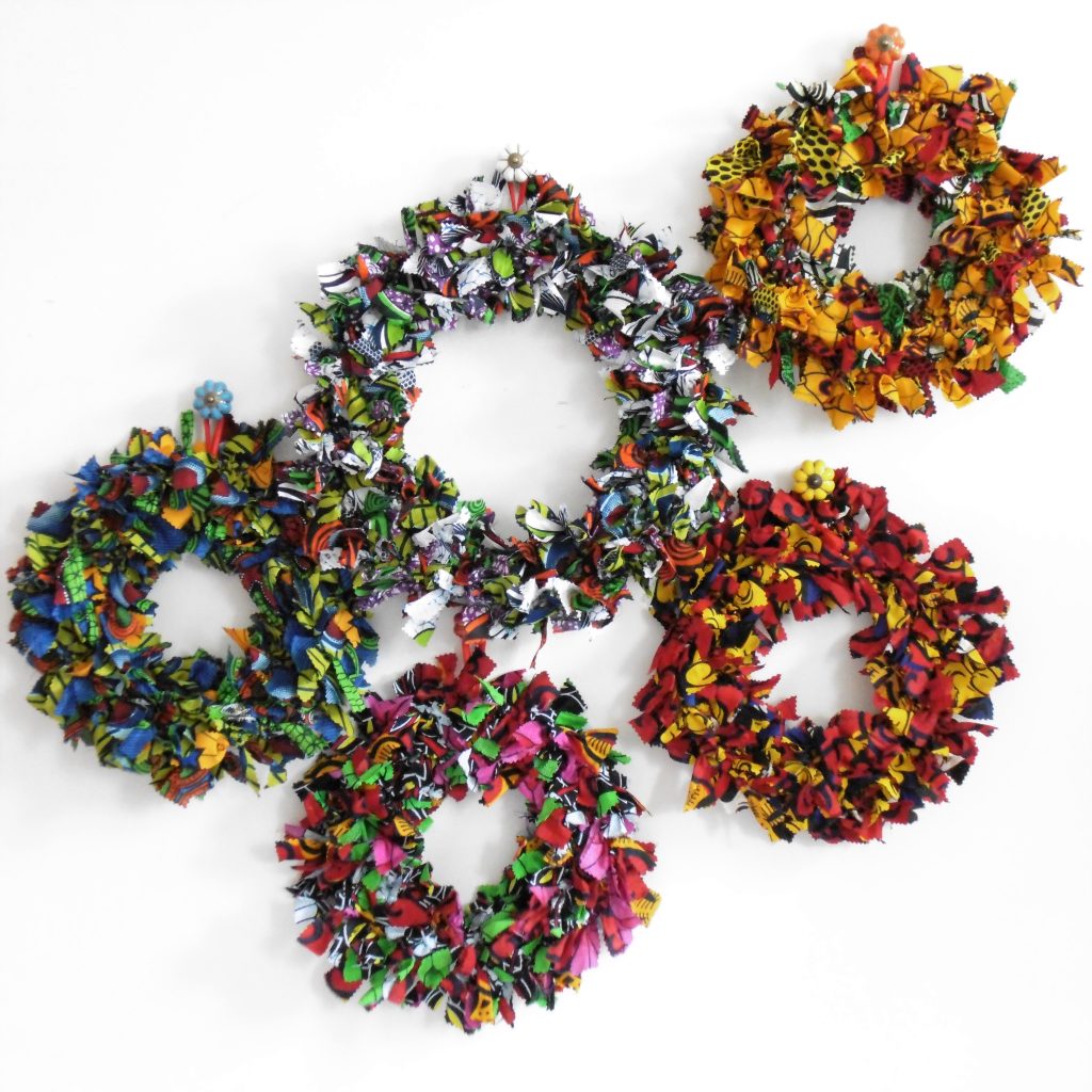 Ankara Christmas Rag Wreaths