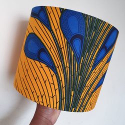 yellow blue feather lampshade