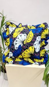 floral cushion with large ruffle