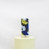 blue yellow floral print table lamp