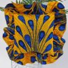 Bold yellow feather african print ruffle cushion for home decoration