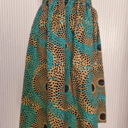 African Print Skirt - Blue Brown