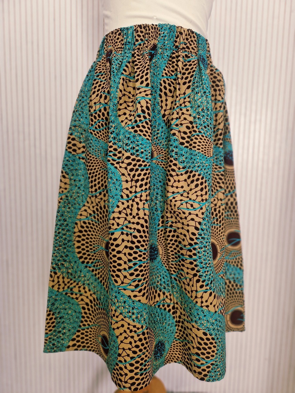 African Print Skirt - Blue Brown
