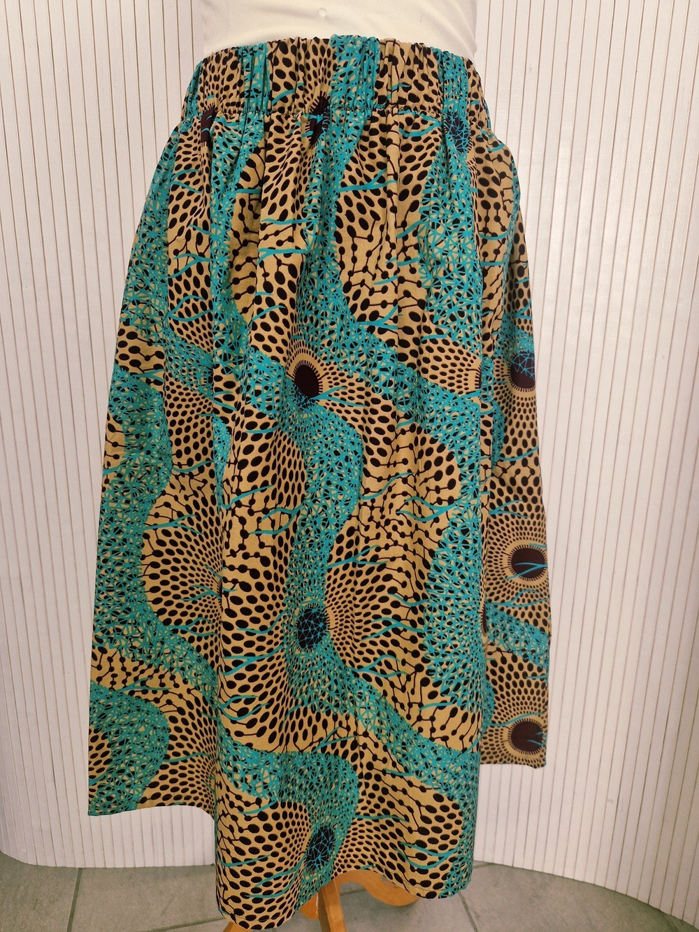 African Print Skirt - Blue Brown - Image 2