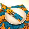 African Print Table Runner and Napkins Set - Teal - Image 3