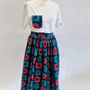 African Print Skirt - Teal Block - Image 2