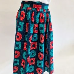 African Print Skirt - Teal Block
