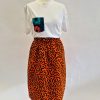 African Print Skirt - Orange - Image 2