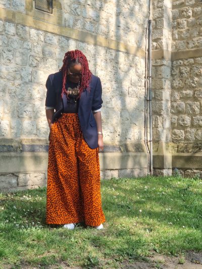 African Print Palazzo Style Trousers - Orange or Green