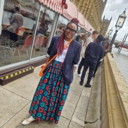 Full Length Flat Waistband Skirt - Teal Block