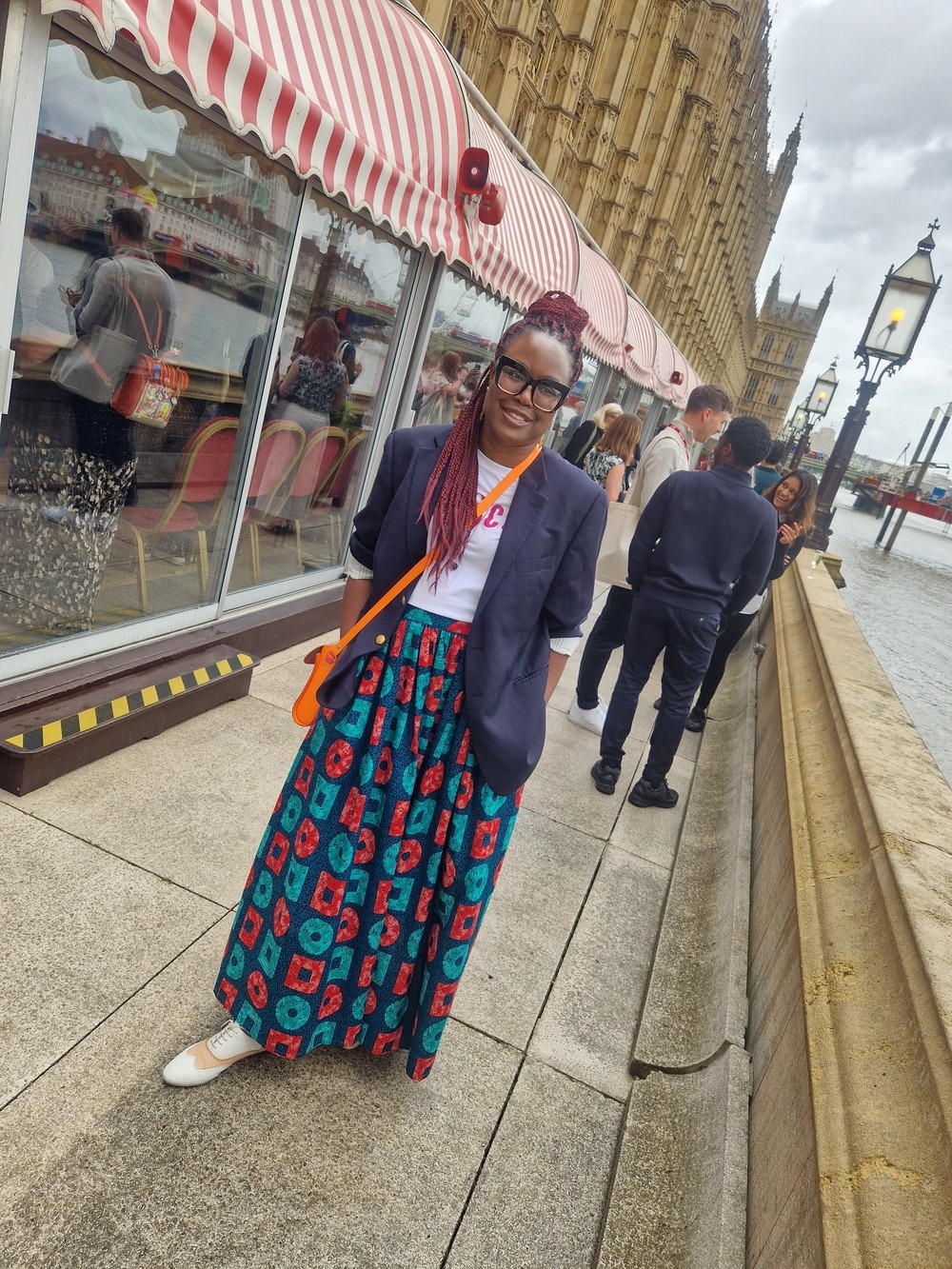 Full Length Flat Waistband Skirt - Teal Block