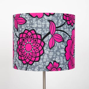 African Print Lampshade 15-45cm - Pink Grey