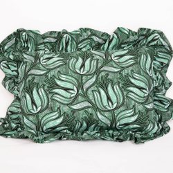 Statement Rectangle Ruffle Cushion - Green