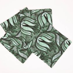 African Print Table Runner and Napkins Set - Green