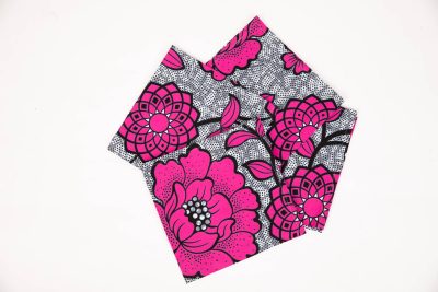 African Print Table Runner and Napkins Set - Pink Grey