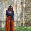 African Print Palazzo Style Trousers - Orange or Green - Image 2