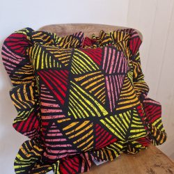 Statement Square Ruffle Cushion - Stripes