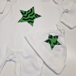 Baby Gift Set - Sleepsuit and Hat - White, Orange or Green